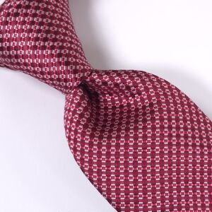 JOS A BANK Executive Collection 100% Silk Tie, Red Apple & Geometric Pattern.